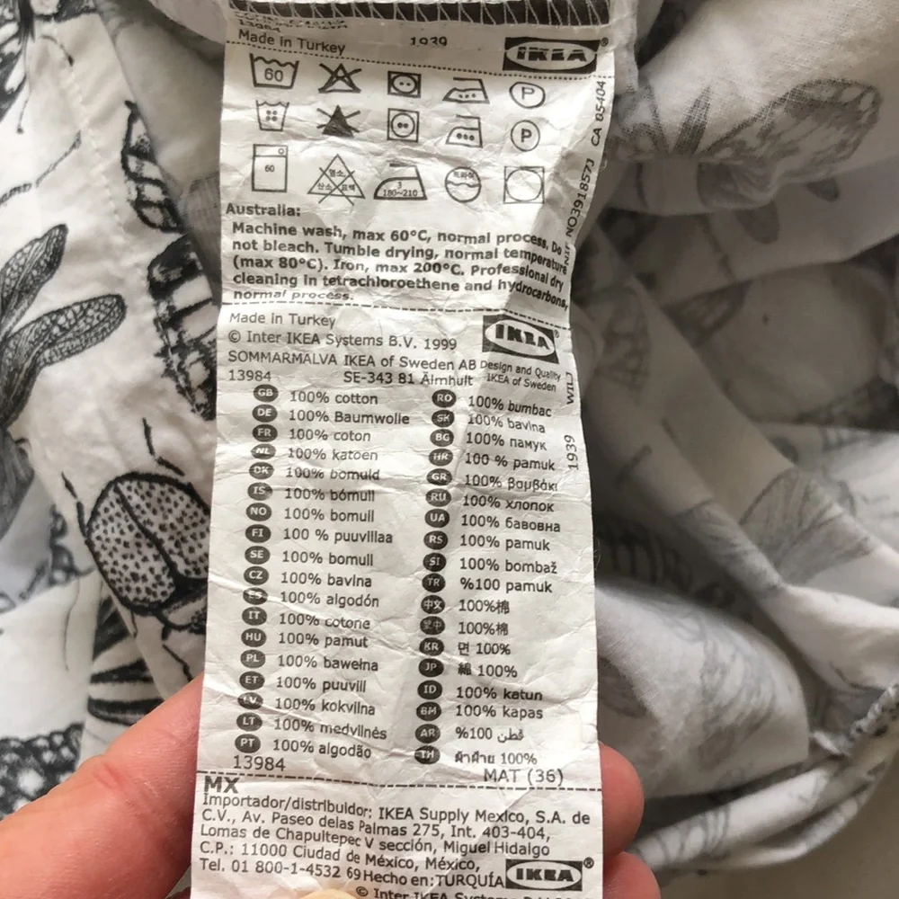 IKEA Sommarmalva Butterfly Bugs Pillowcase Sham Cotton